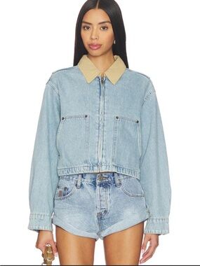 Revolve BLANKNYC Cropped Denim Jacket in Coffee Run